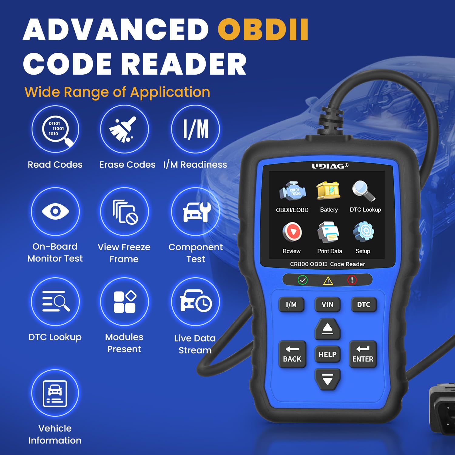 UDIAG CR800 OBD2 Scanner Diagnostic Tool, Scan Tool for All
